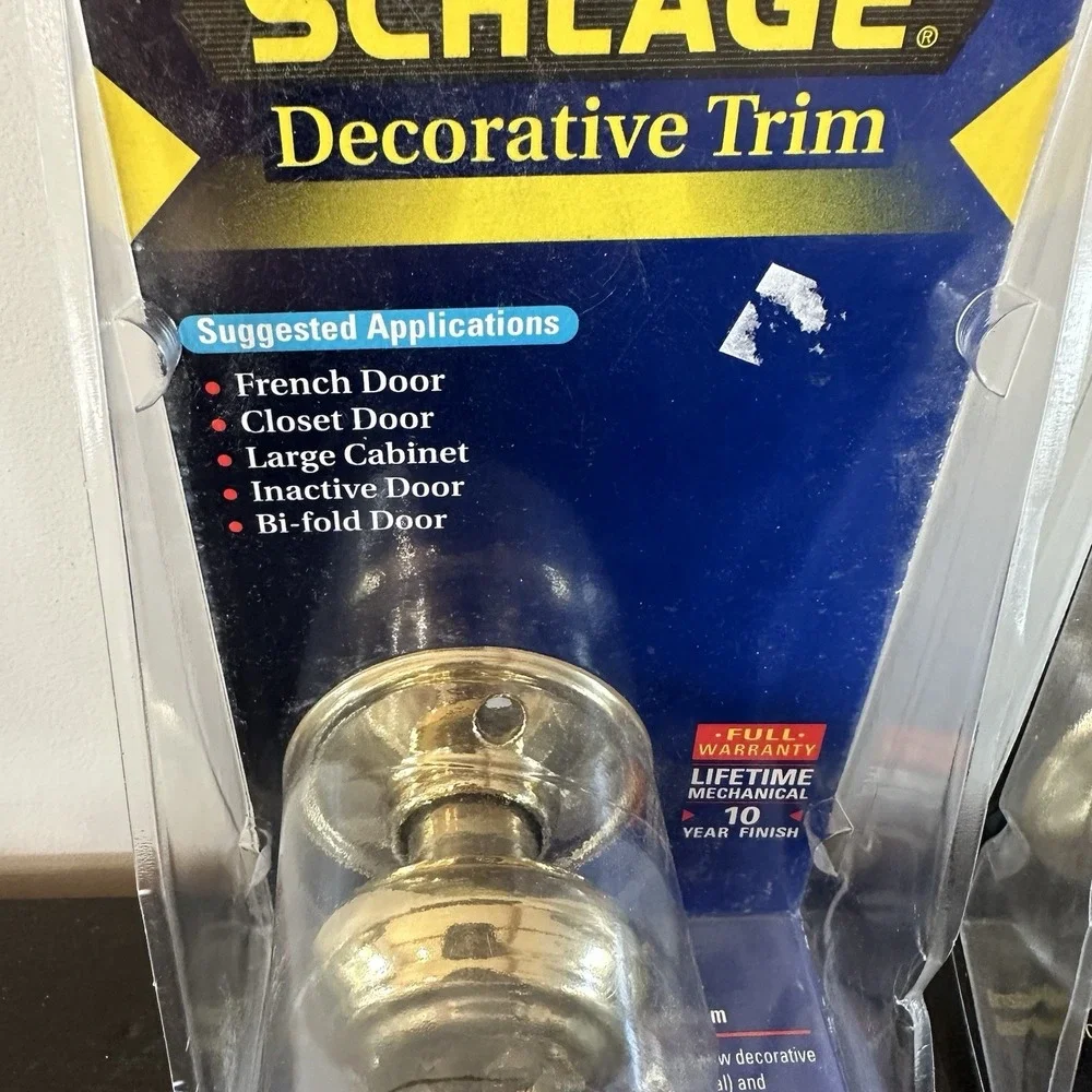 VTG New (2) SCHLAGE Plymouth Brass Door Dummy Knobs Non Turning Decorative
